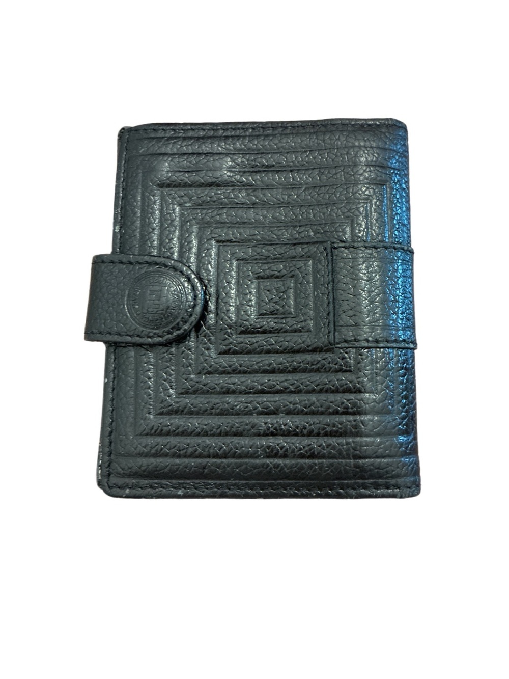 Fendi Vintage S.A.S Black Geometric Embossed Leather Card Holder